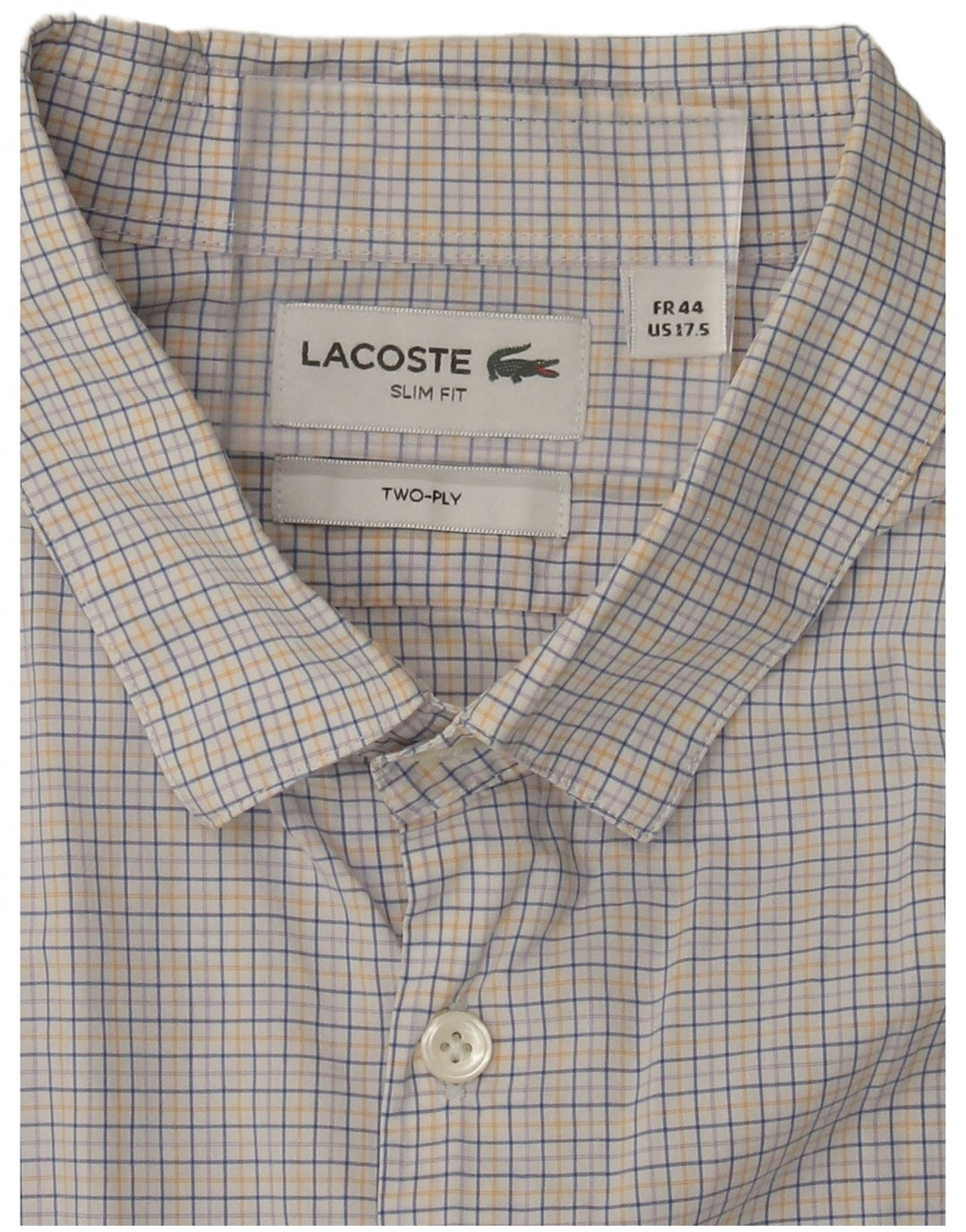 Lacoste Herre Slim Fit skjorte Størrelse 44 17,5 XL Flerfarvet Gingham Bomuld