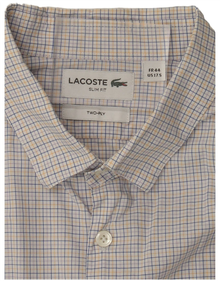 Lacoste Herre Slim Fit skjorte Størrelse 44 17,5 XL Flerfarvet Gingham Bomuld