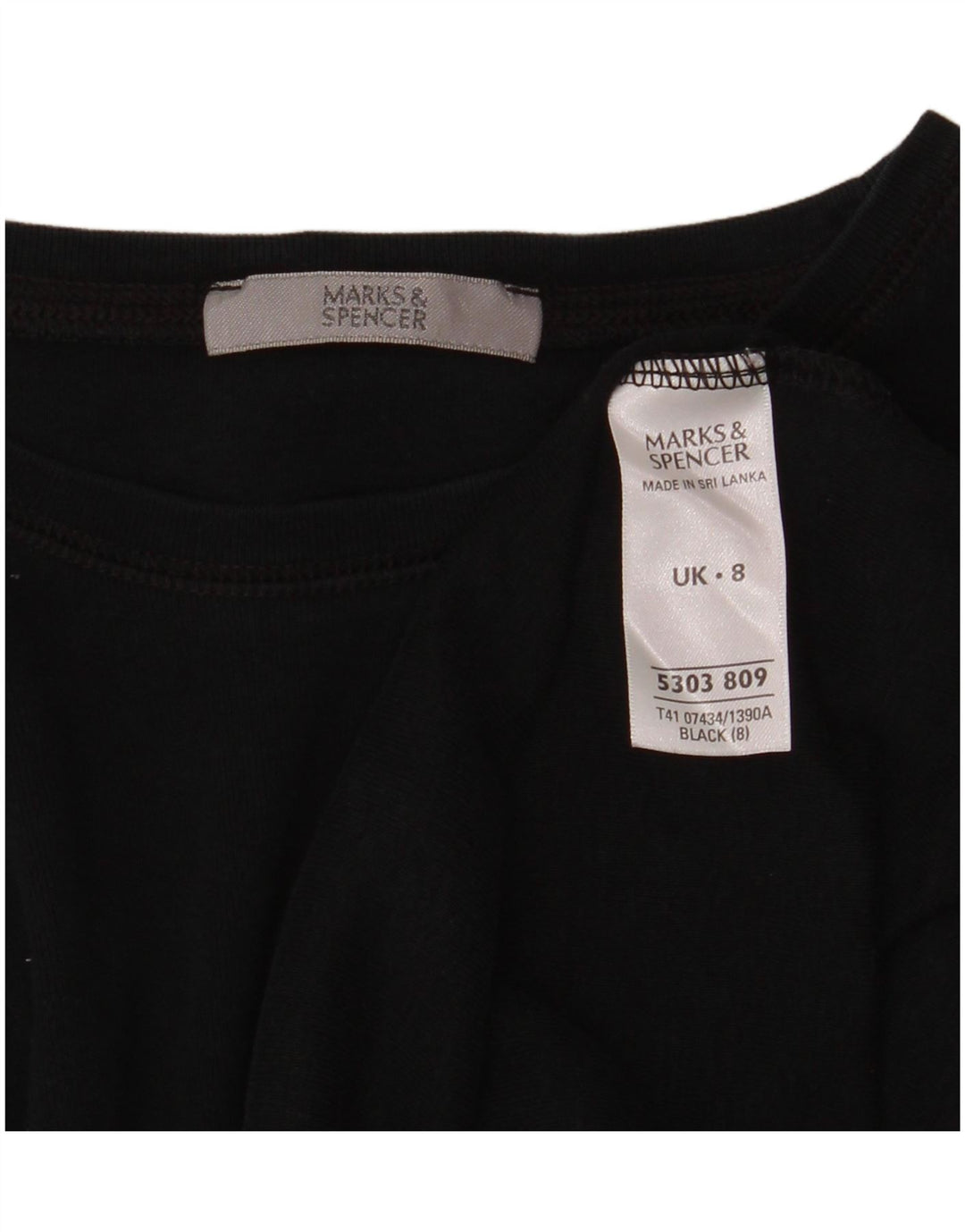 Marks & Spencer Dametop Langærmet UK 8 Small Black Bomuld