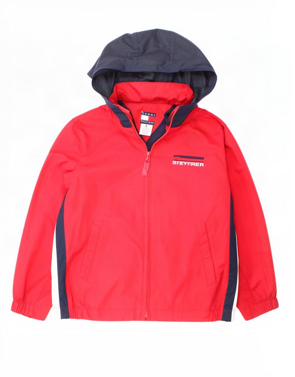 Tommy Hilfiger Boys Hooded Bomber Jacket 4-5 Years Red Colourblock