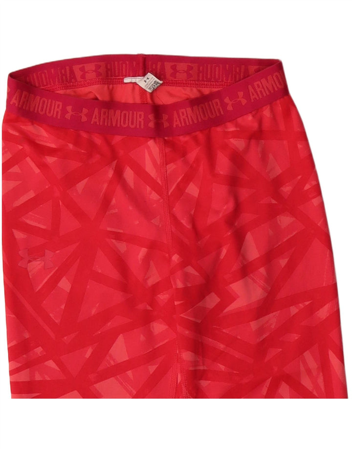 Under Armour Kvinders Grafiske Capri Leggings UK 4 XS Red Geometric