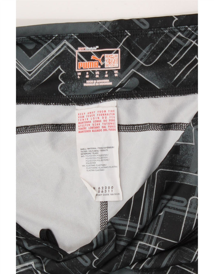 Puma Womens Leggings UK 14 Stor sort geometrisk polyester