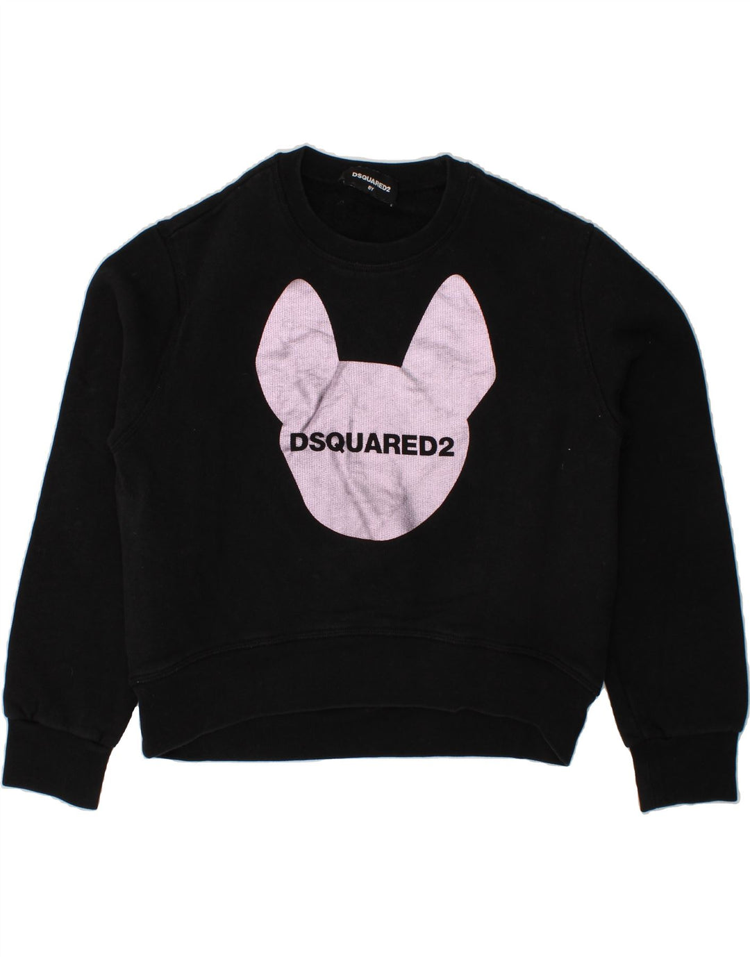DSQUARED Girls Graphic Sweatshirt Jumper 7-8 Years Black Cotton Vintage Dsquared and Second-Hand Dsquared from Messina Hembry 