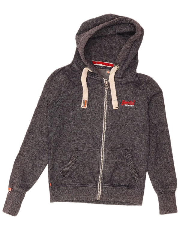 Superdry hættetrøje til kvinder med lynlås UK 6 XS grå bomuld