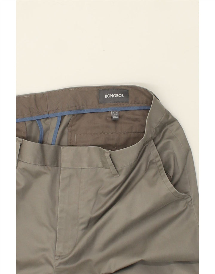 BONOBOS Mens Straight Chino Trousers W34 L32 Grey Cotton Vintage BONOBOS and Second-Hand BONOBOS from Messina Hembry 