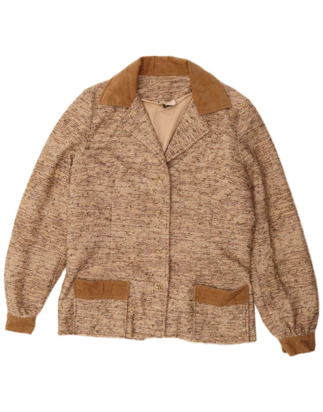 Vintage Dame 4-knaps blazerjakke UK 14 Stor Beige Flecked