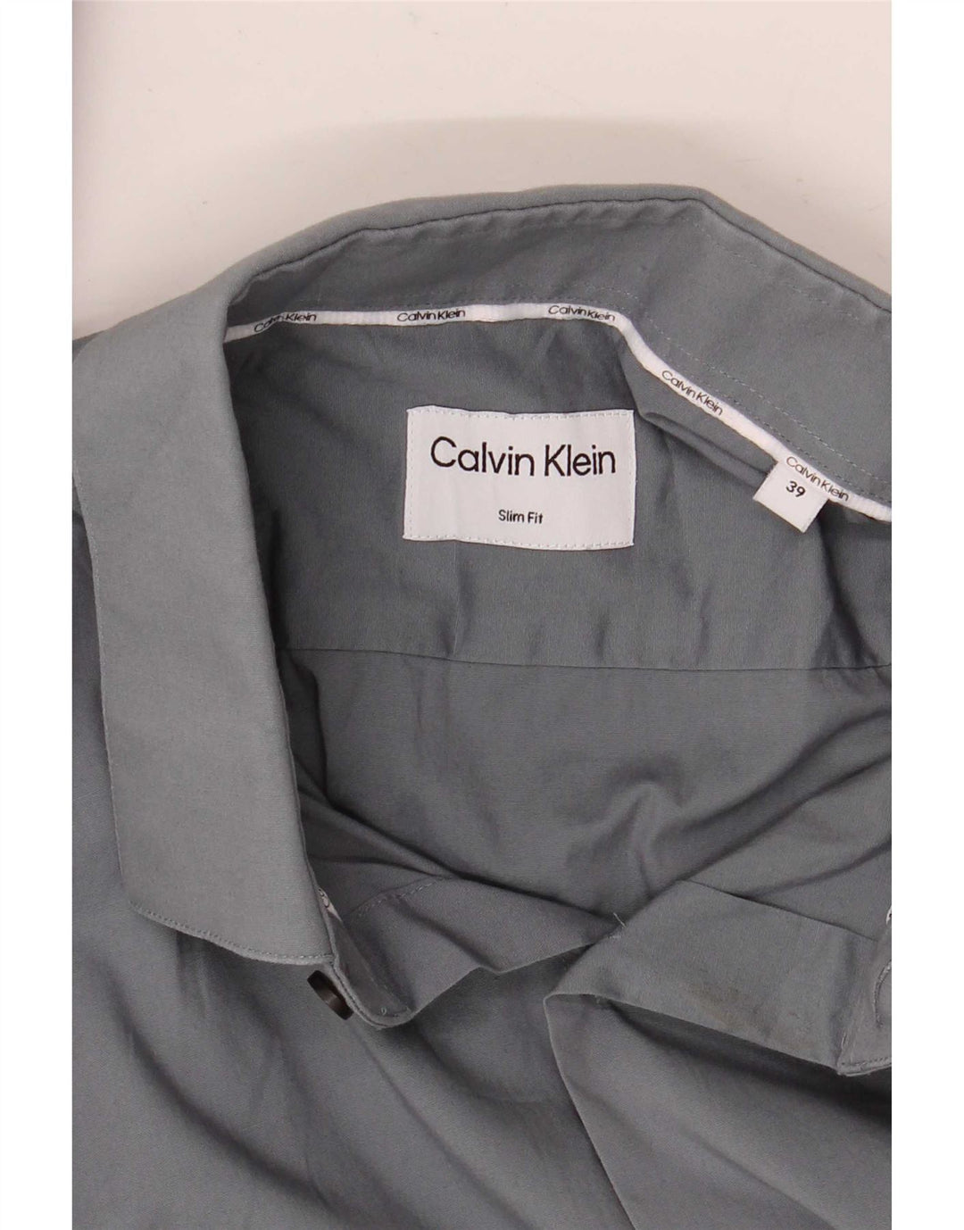 Calvin Klein Herre Slim Fit Skjorte Størrelse 39 Medium Grå