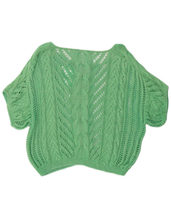 Vintage Dame Kortærmet Boat Neck Jumper Sweater UK 16 Large Green