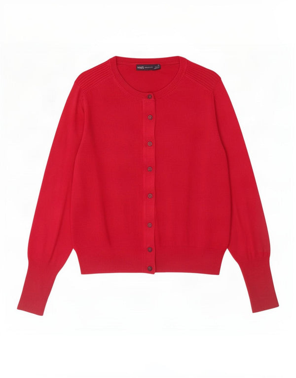 Marks & Spencer Womens Crop Cardigan Sweater UK 10 Small Pink Viscose