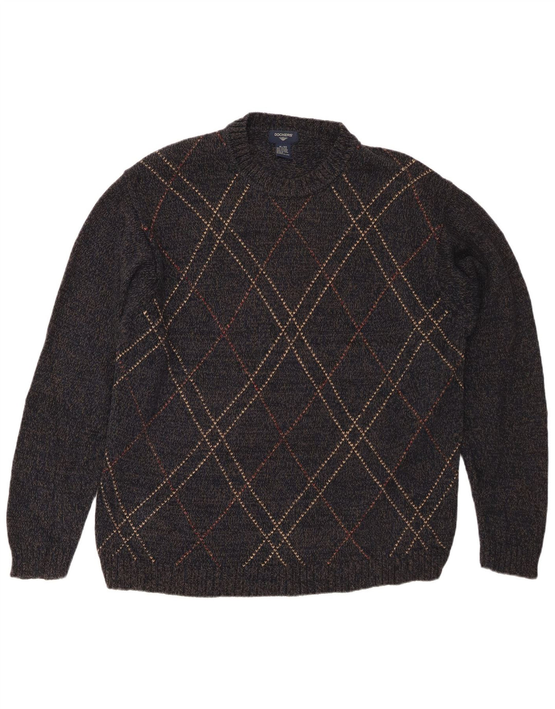 DOCKERS Herre sweater med rund hals XL Marineblå Argyle/Diamant Bomuld