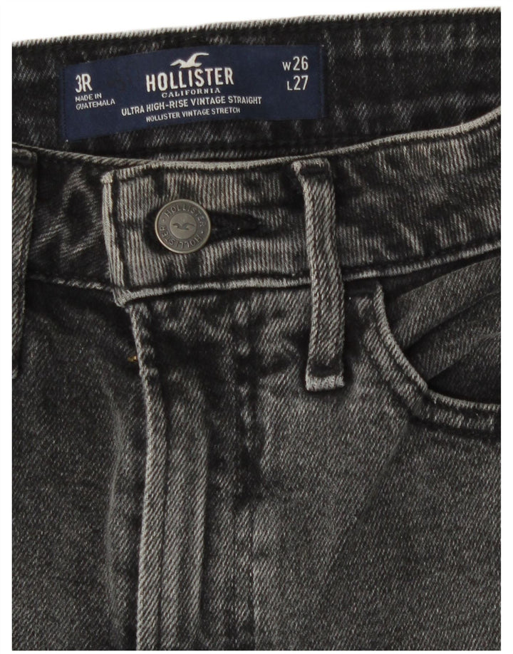 Hollister Dame Distressed Straight Jeans US 3 Small W26 L27 Grå