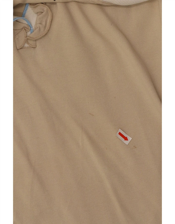 FRED PERRY Dame flæse front polo shirt UK 14 Large Beige Colourblock