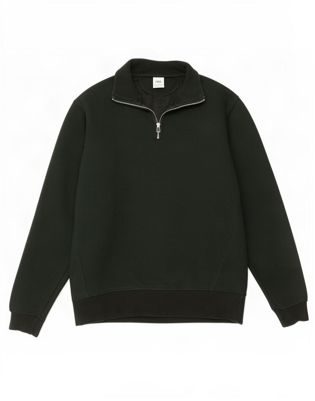 Zara Sweatshirt med lynlås til mænd mellem grøn bomuld