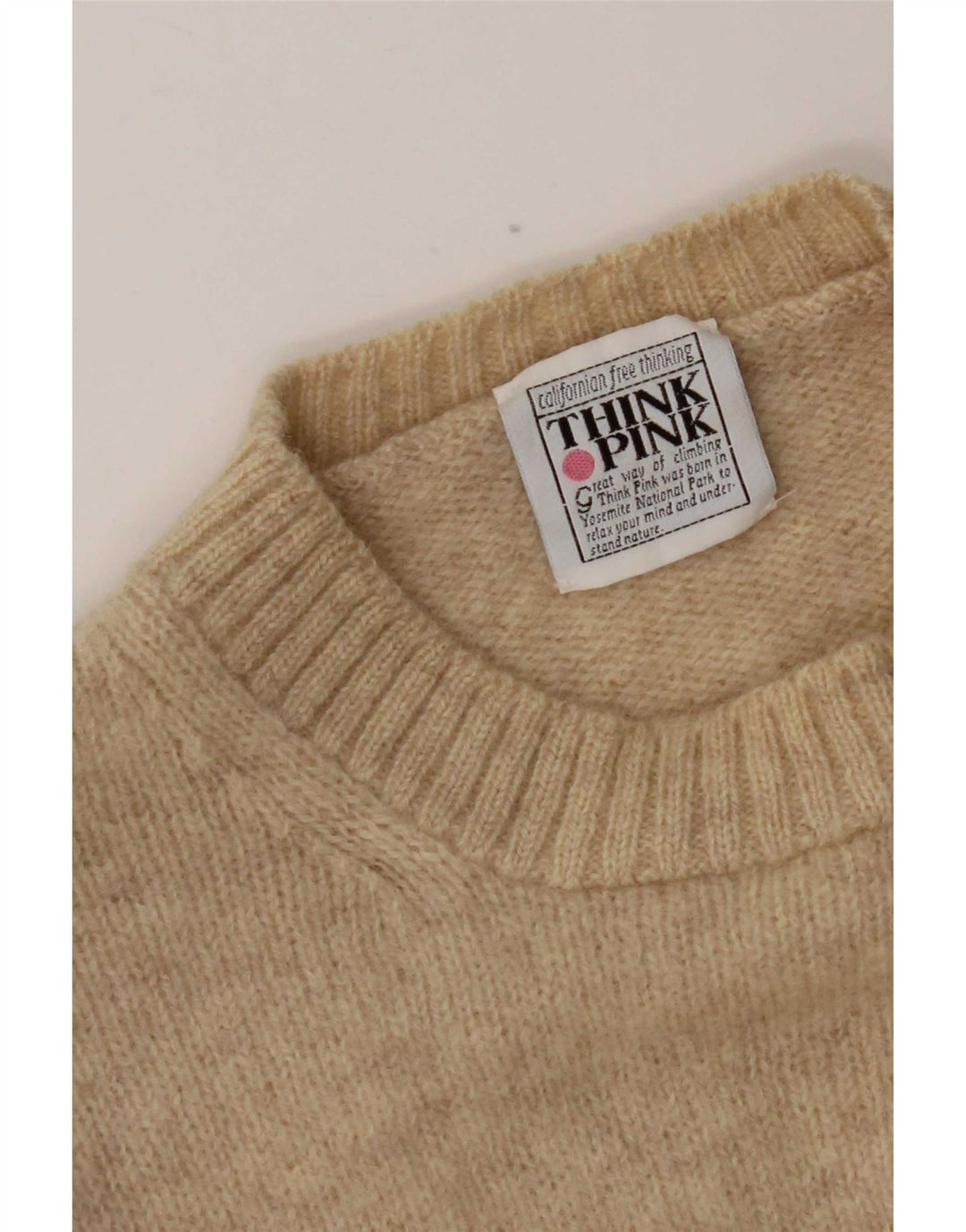 Tænk Pink Herre Crew Neck trøje Sweater Large Beige Flecked