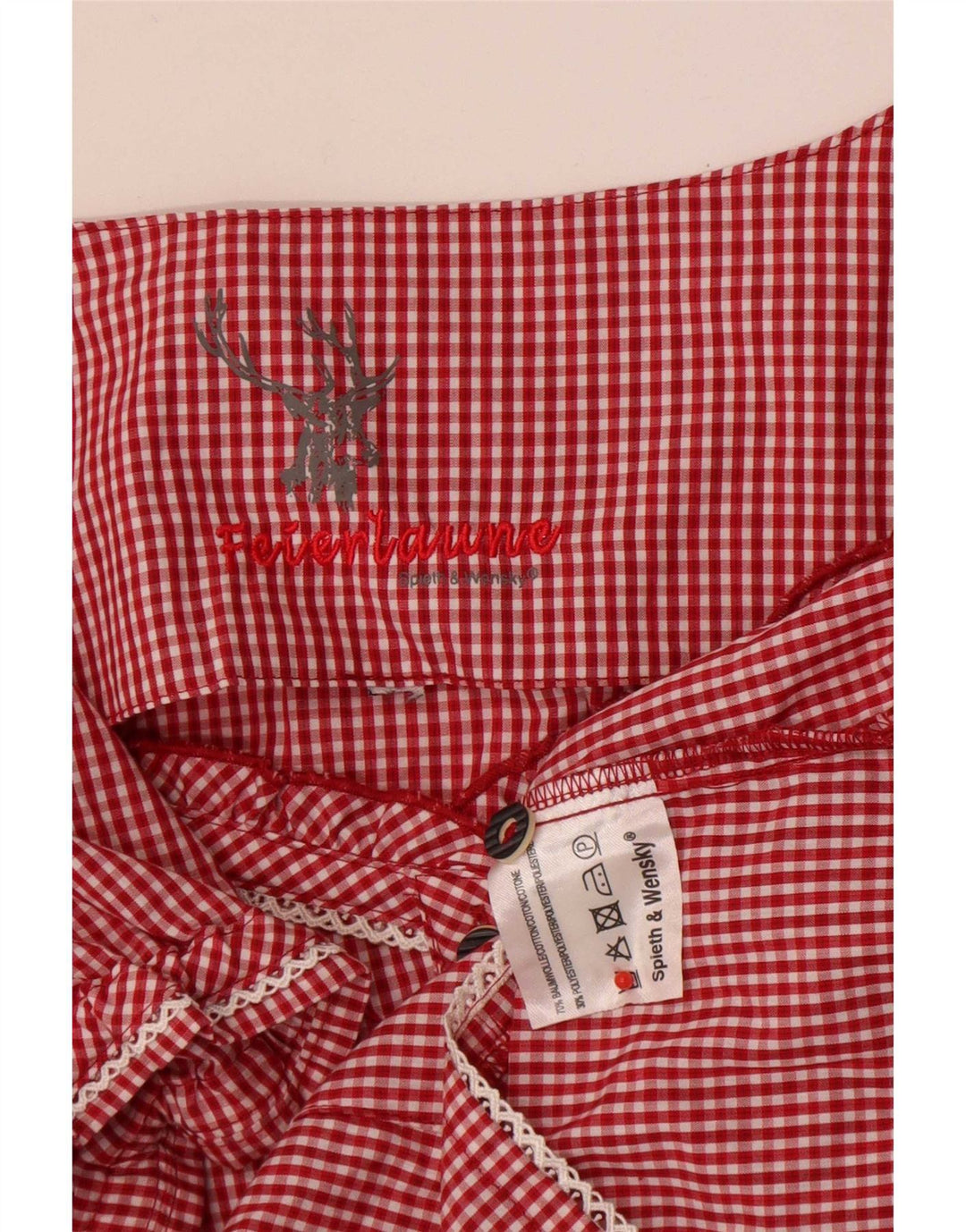 Spieth & Wensky Dame Off Shoulder Bluse Top UK 14 Medium Rød Gingham