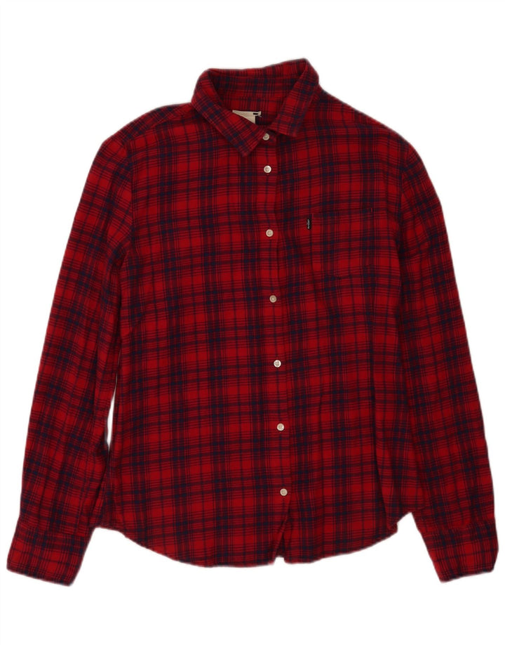 Levi's Dame Flanell Shirt UK 14 Stor rød ternet bomuld
