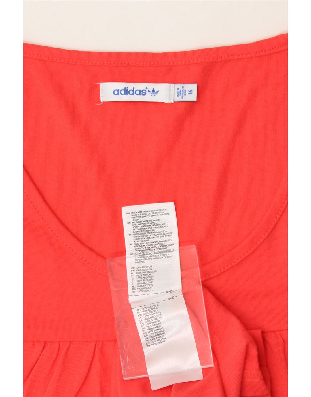 ADIDAS Womens Graphic Vest Top UK 16 Large Orange Cotton Vintage Adidas and Second-Hand Adidas from Messina Hembry 