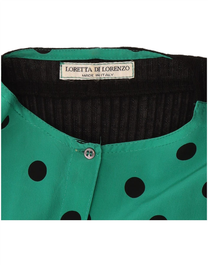 Loretta Di Lorenzo Damebluse Top UK 16 Large Green Polka Dot