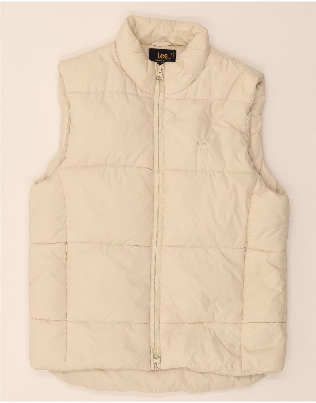 LEE Womens Padded Gilet UK 10 Small Beige Polyester Vintage Lee and Second-Hand Lee from Messina Hembry 