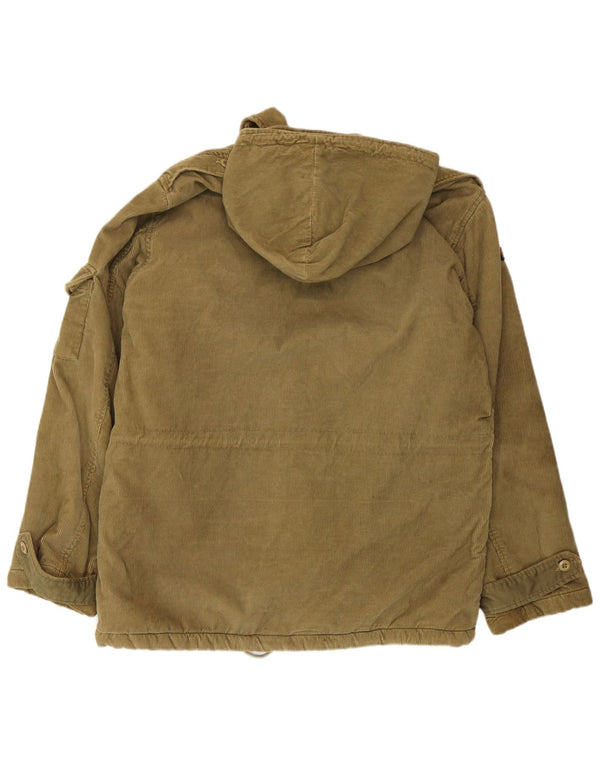 Rifle Herre Militær Hooded Corduroy Jacket UK 38 Medium Khaki Cotton