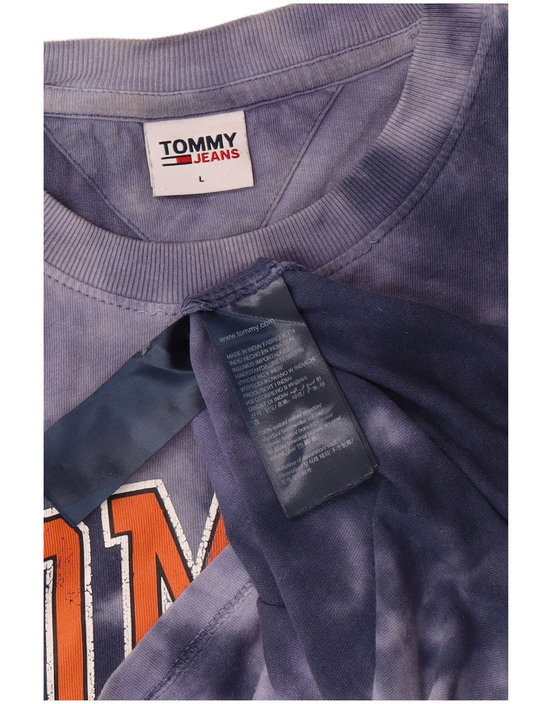 TOMMY HILFIGER Grafisk T-shirt top til mænd, stor blå slipsfarve bomuld