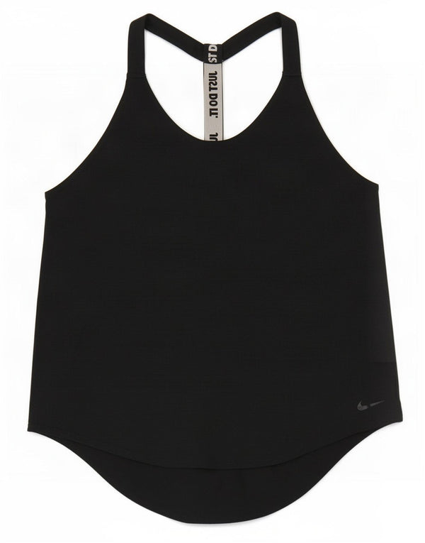 Nike Womens Dri Fit Loose Graphic Vest Top UK 14 Medium Black Polyester