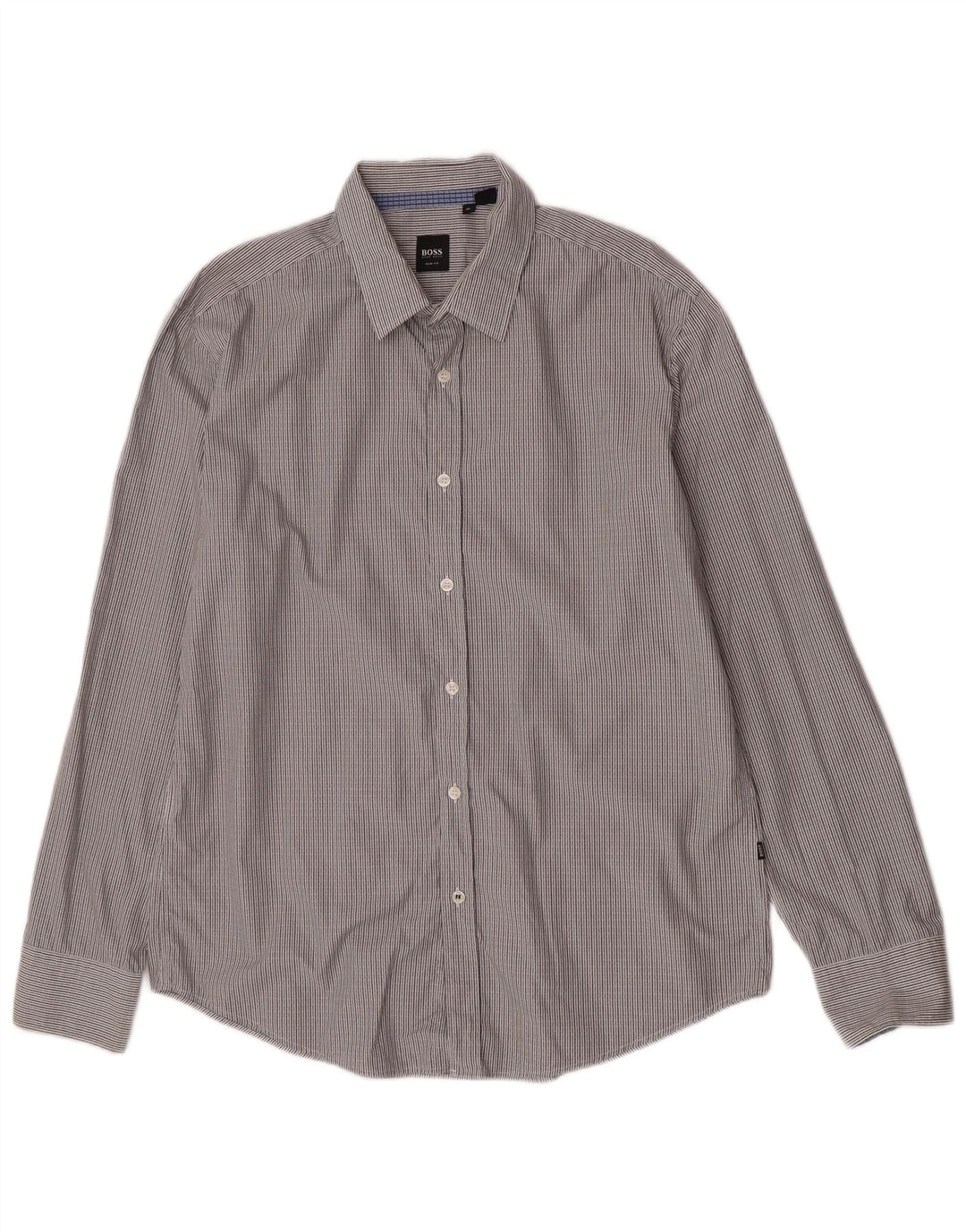 Hugo Boss Herre Slim Fit skjorte XL Gråstribet bomuld