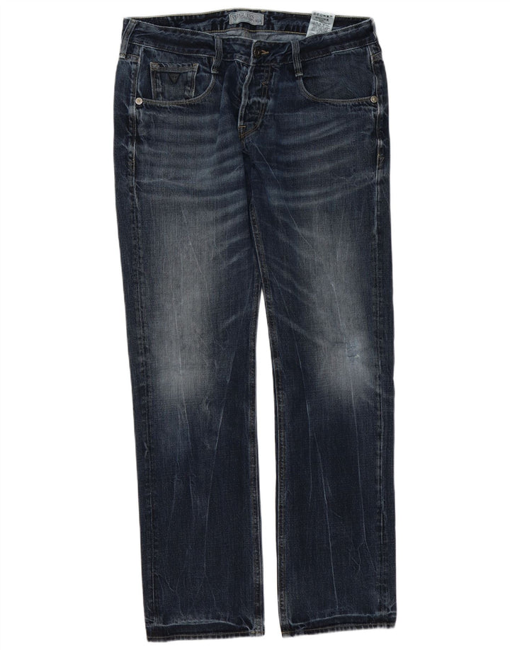 Guess Straight Jeans til mænd W34 L34 Blå Bomuld