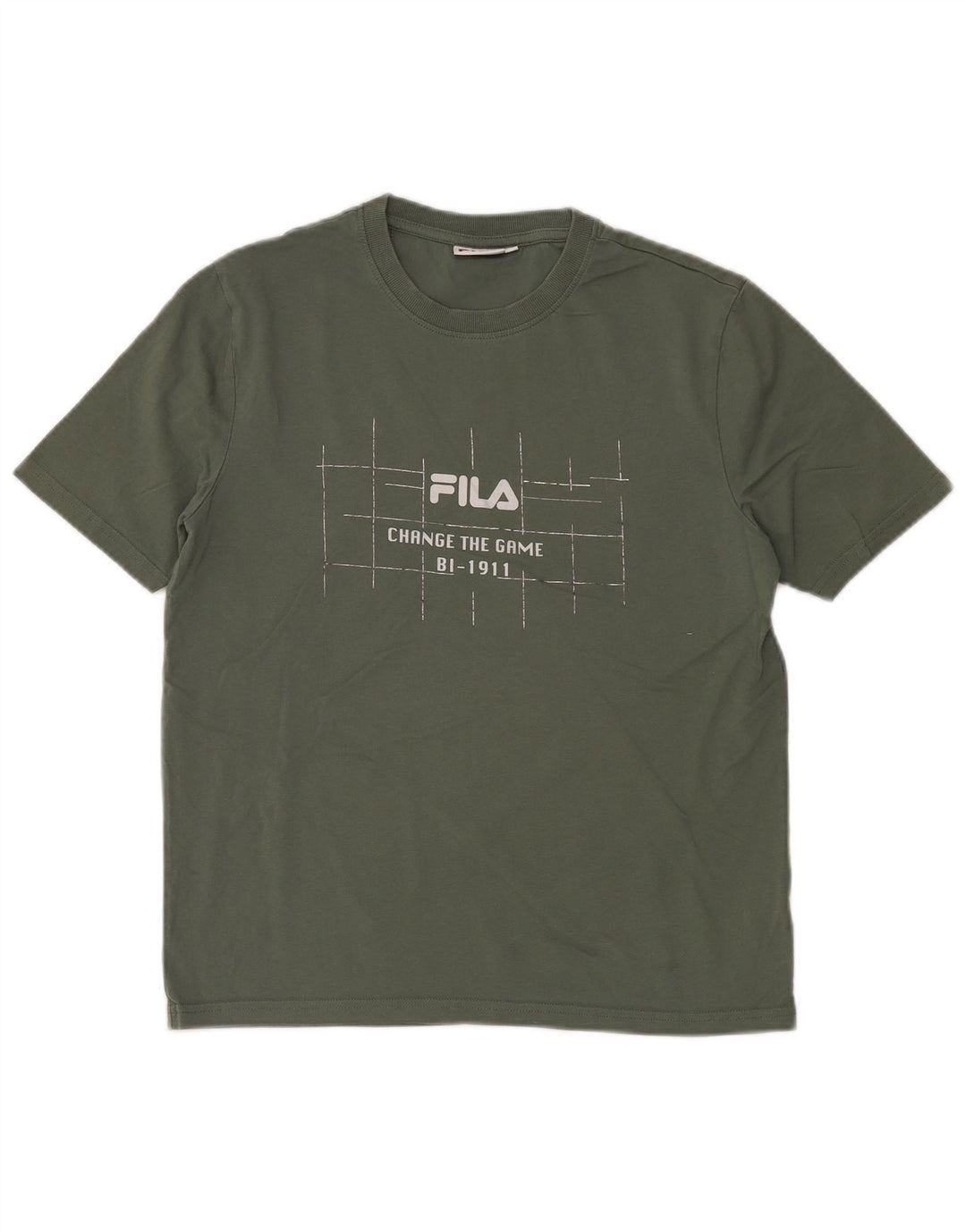 FILA Herre Grafisk T-Shirt Top Lille Khaki Bomuld