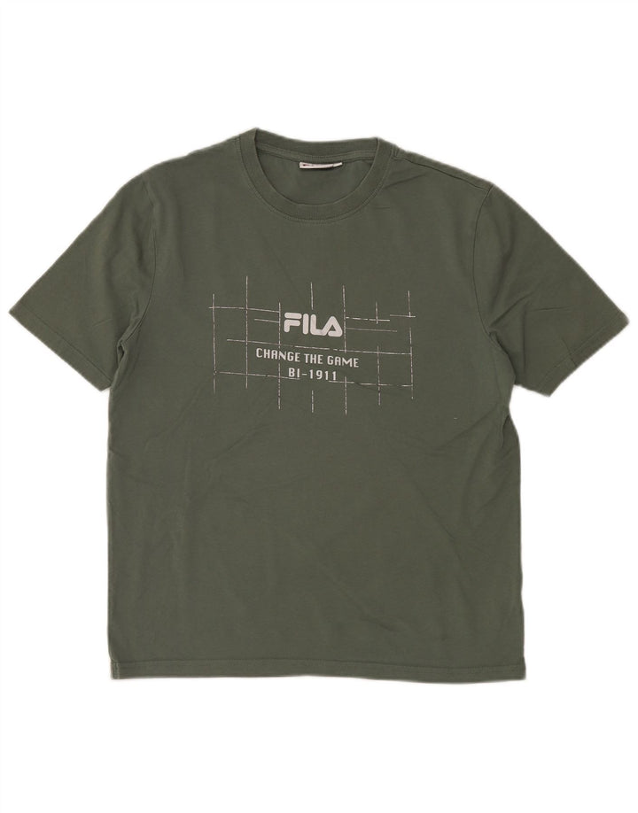 FILA Herre Grafisk T-Shirt Top Lille Khaki Bomuld