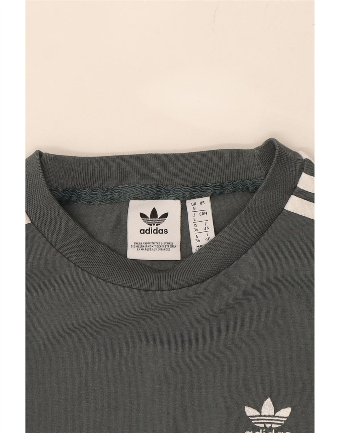 ADIDAS Womens Top Long Sleeve UK 8 Small  Grey Cotton Vintage Adidas and Second-Hand Adidas from Messina Hembry 