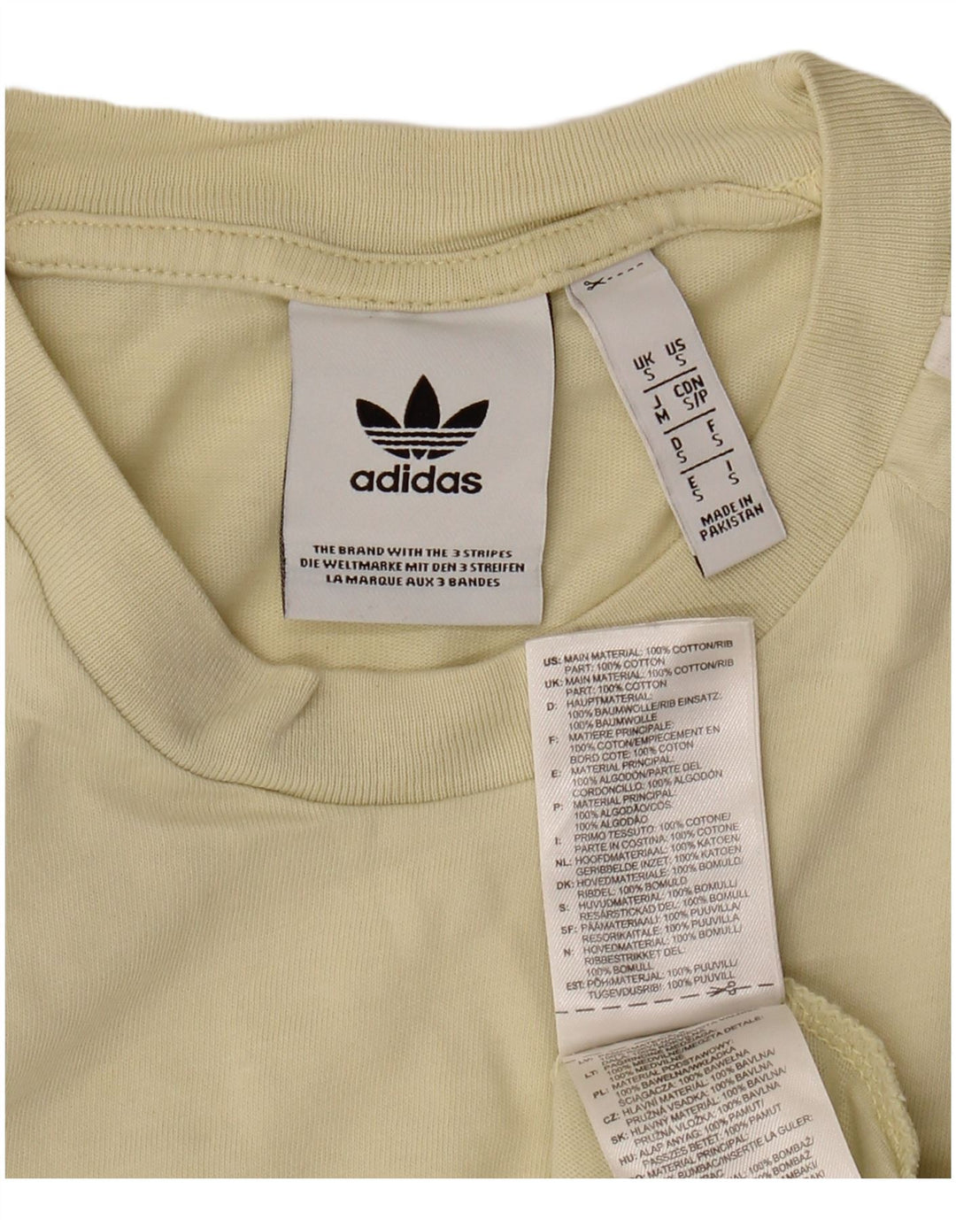 ADIDAS Mens T-Shirt Top Small Yellow Cotton