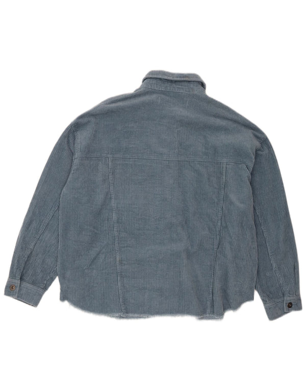 Zara Dame Oversized Corduroy Shirt UK 14 Medium Blue Cotton
