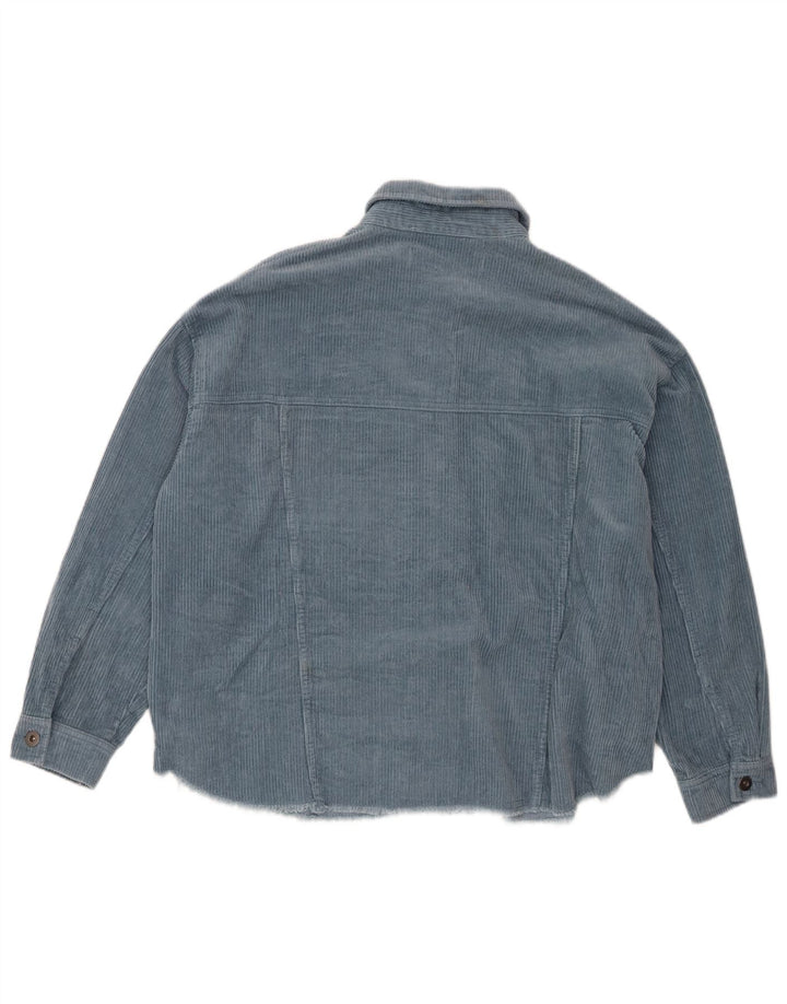 Zara Dame Oversized Corduroy Shirt UK 14 Medium Blue Cotton