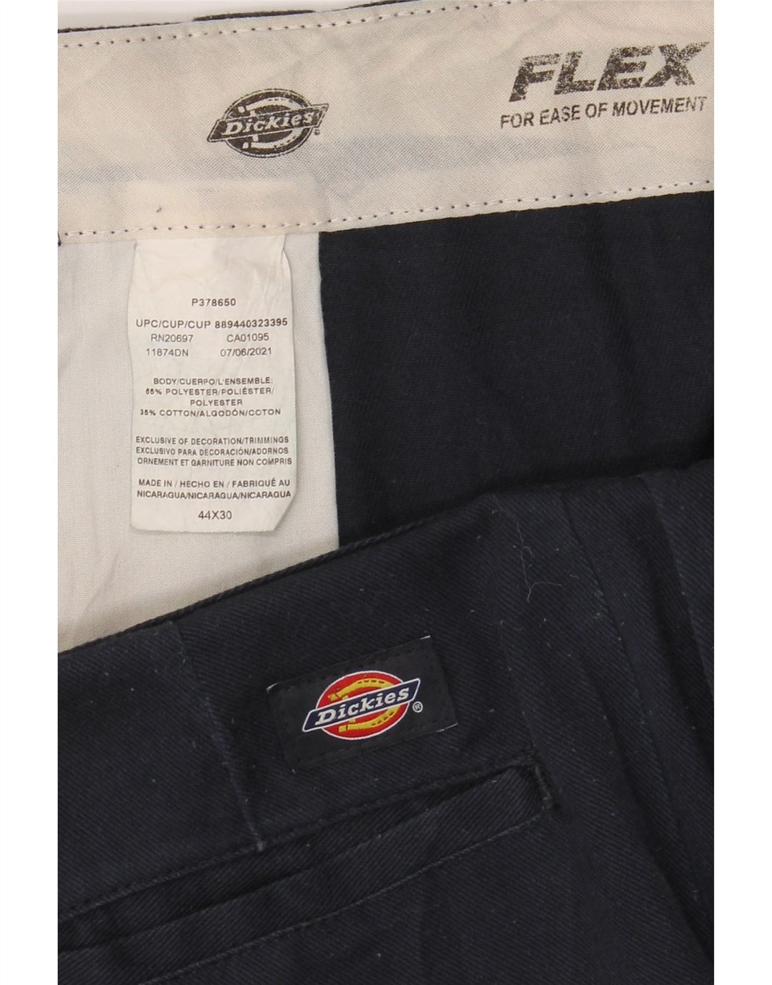 DICKIES Mens Straight Chino Trousers W44 L30 Navy Blue Polyester Vintage Dickies and Second-Hand Dickies from Messina Hembry 