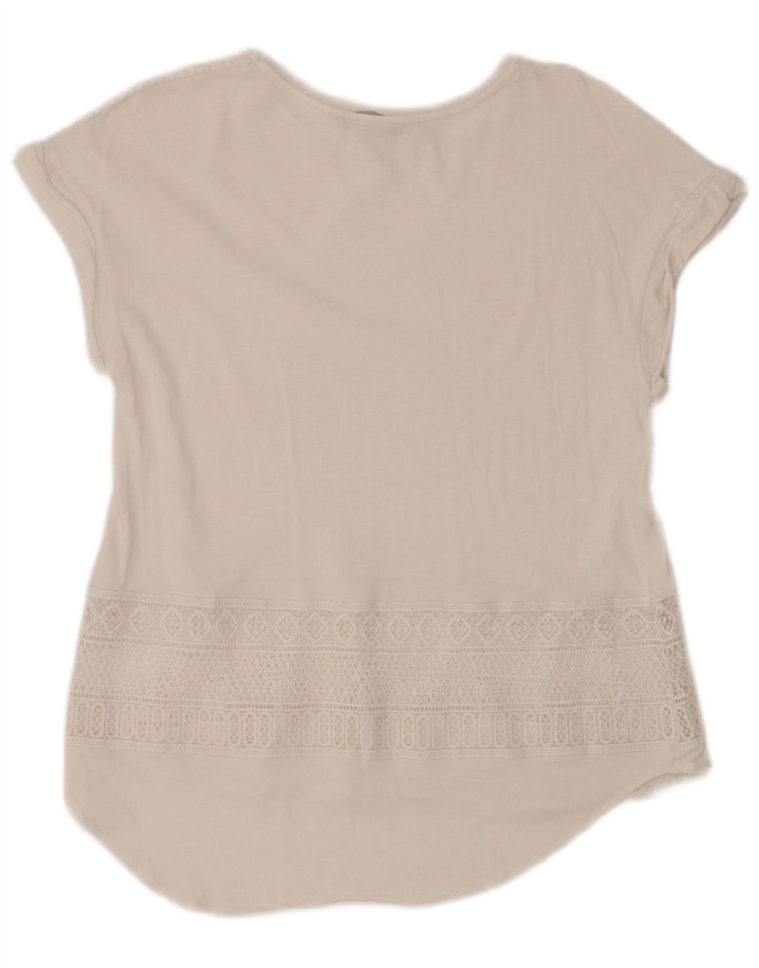 DESIGUAL Dame Grafisk Bluse Top UK 12 Medium Hvid Geometrisk