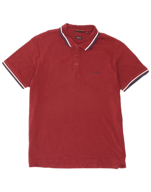 Pierre Cardin Herre Regular Fit Polo Shirt 3XL Bourgogne stribet bomuld