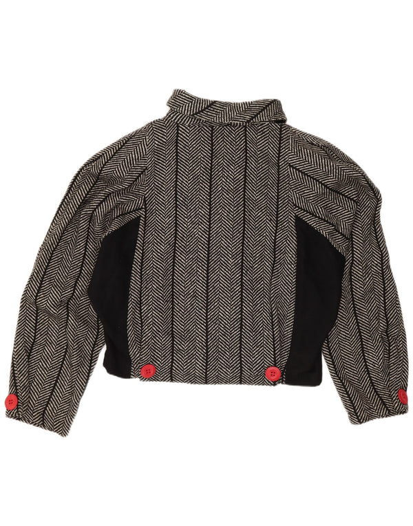 Vintage Dame Crop Batwing Blazer Jacket US 1 XS sort sildebensuld