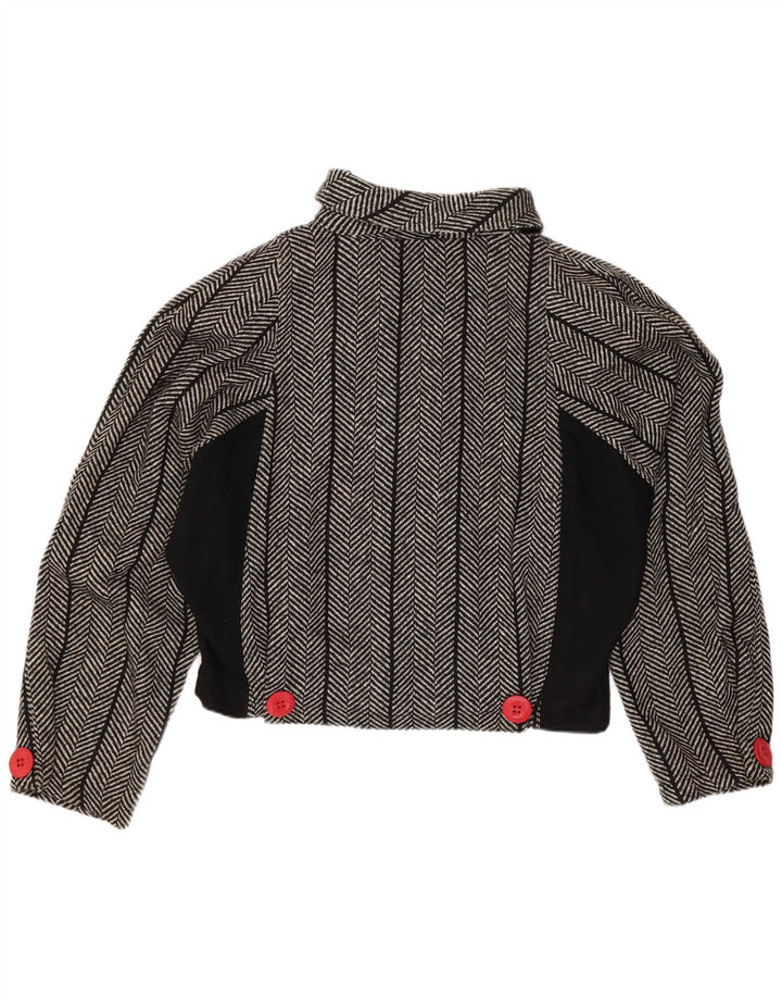 Vintage Dame Crop Batwing Blazer Jacket US 1 XS sort sildebensuld