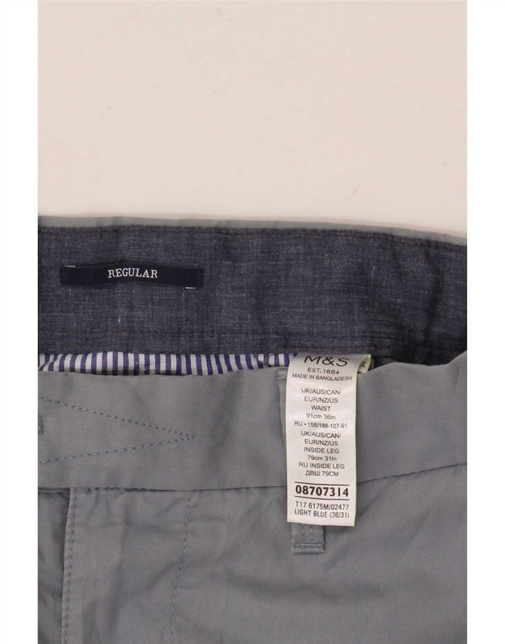 Marks & Spencer Herre Regular Fit Suit Bukser W36 L31 Blå bomuld