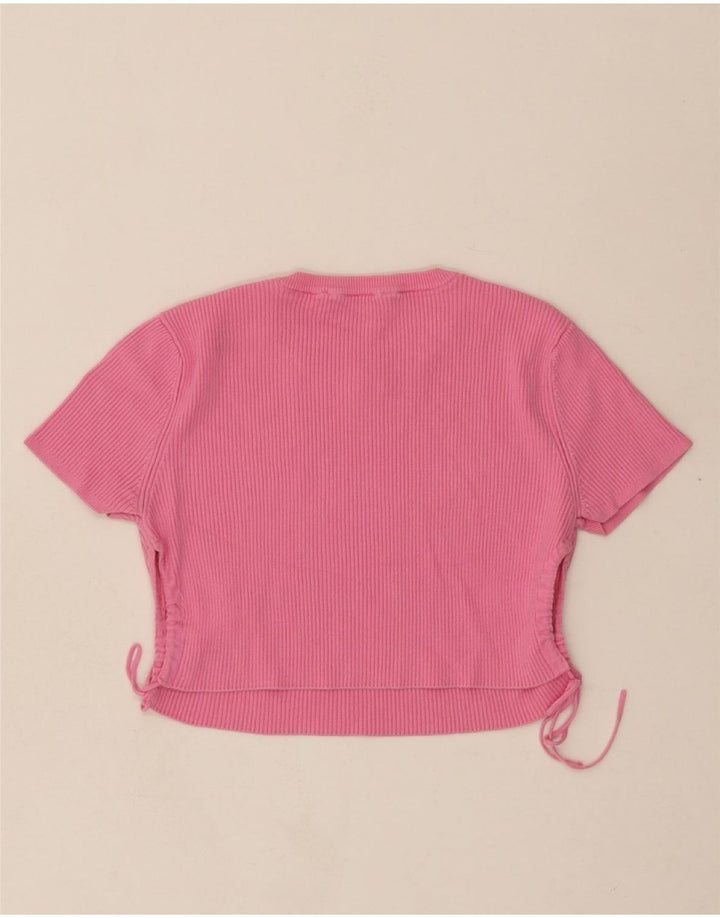 ZARA Womens Crop T-Shirt Top UK 14 Large Pink Vintage Zara and Second-Hand Zara from Messina Hembry 