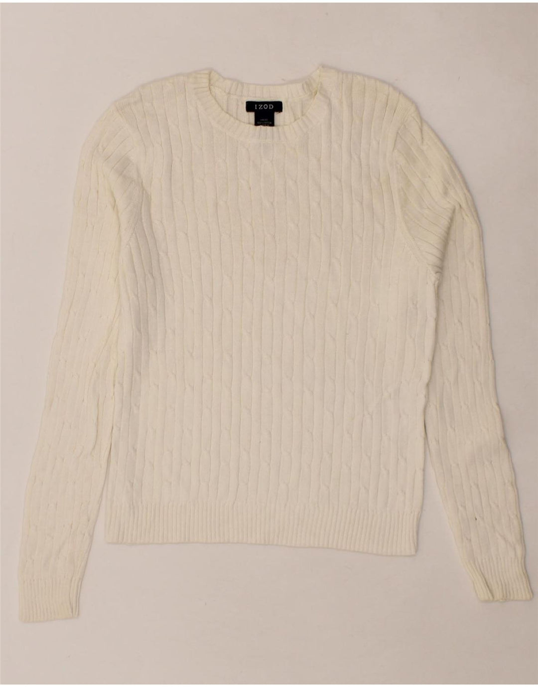 IZOD Womens Crew Neck Jumper Sweater UK 10 Small White Cotton Vintage Izod and Second-Hand Izod from Messina Hembry 