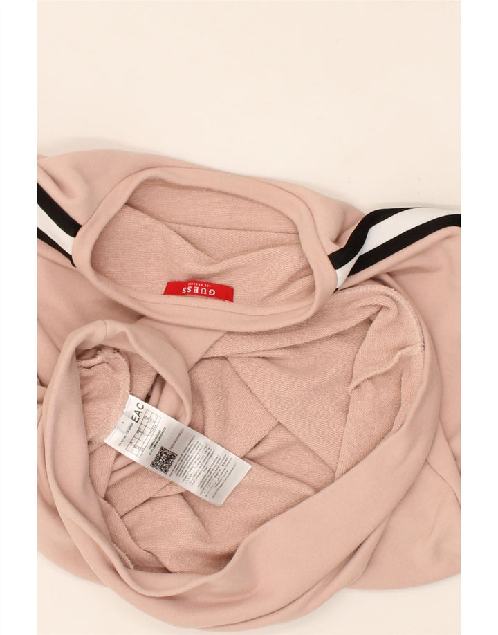 GUESS Womens Graphic Sweatshirt Jumper UK 12 Medium Pink Polyester Vintage Guess and Second-Hand Guess from Messina Hembry 