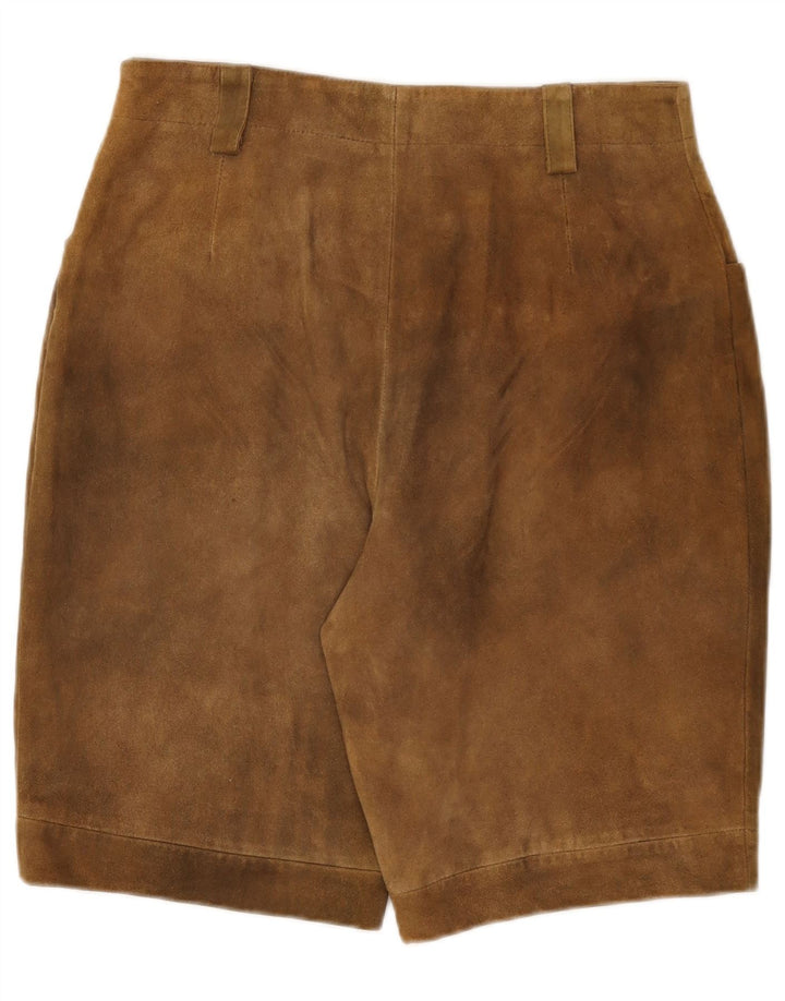 Vintage kvinders højtaljede ruskindshorts W30 mellembeige læder