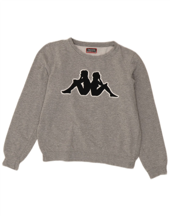 Kappa Dame Grafisk Oversized Sweatshirt Jumper UK 10 Lille Grå Bomuld