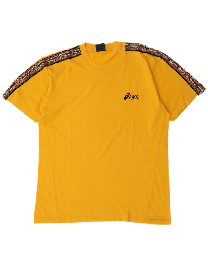 Asics Herre grafisk T-shirt Top Medium Gul Colourblock Bomuld