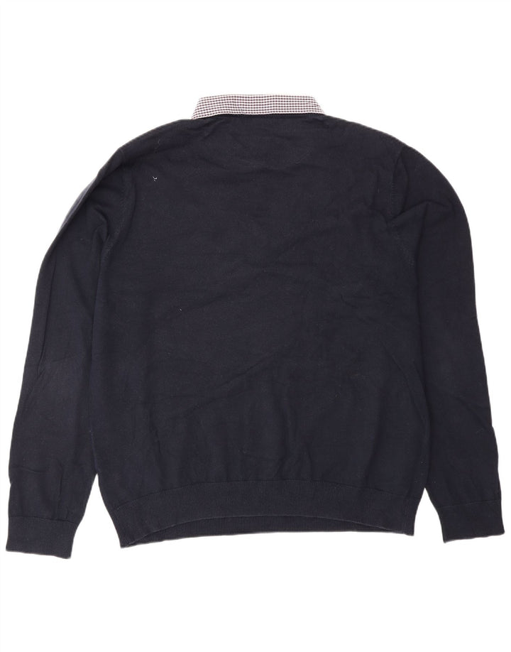 Marks & Spencer Herre Polo Neck sweater Stor marineblå ternet bomuld