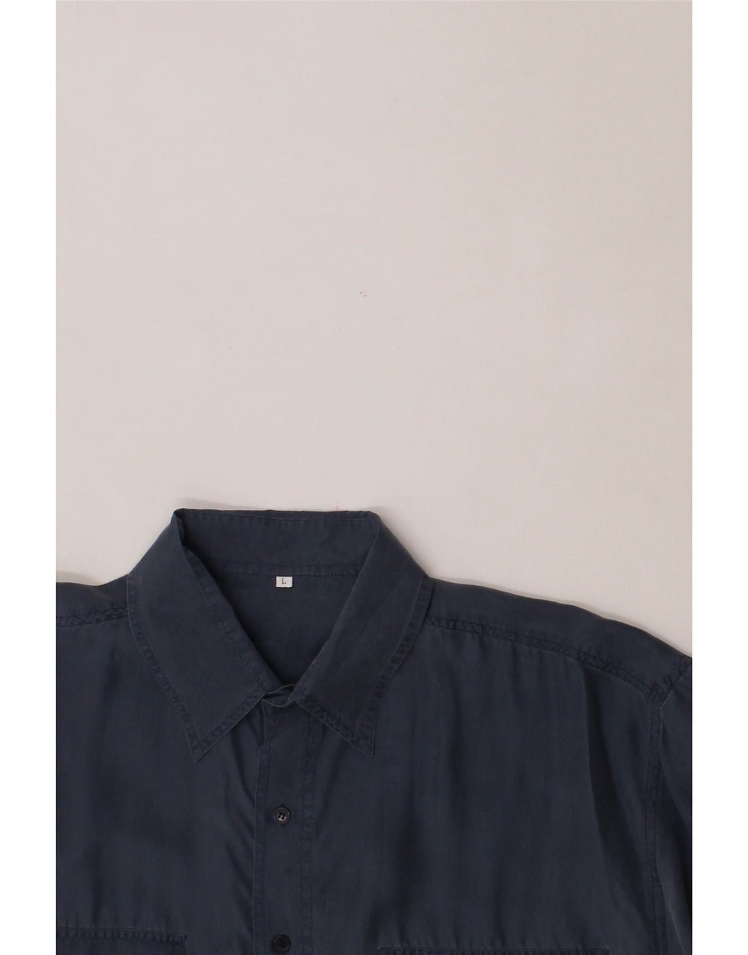 VINTAGE Mens Short Sleeve Shirt Large Navy Blue Vintage Vintage and Second-Hand Vintage from Messina Hembry 