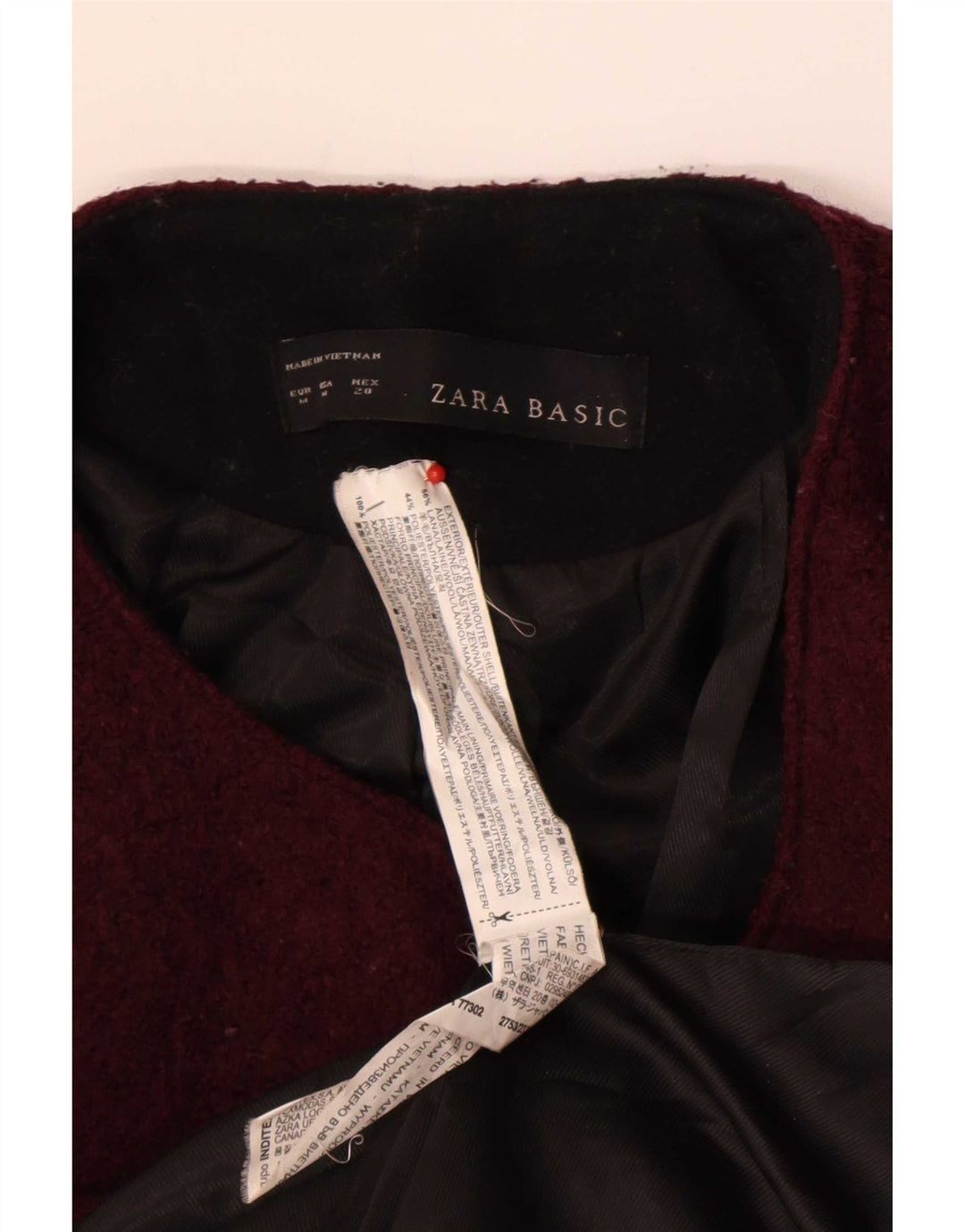 Zara Dame Blazer Jacket UK 12 Medium Burgundy Wool