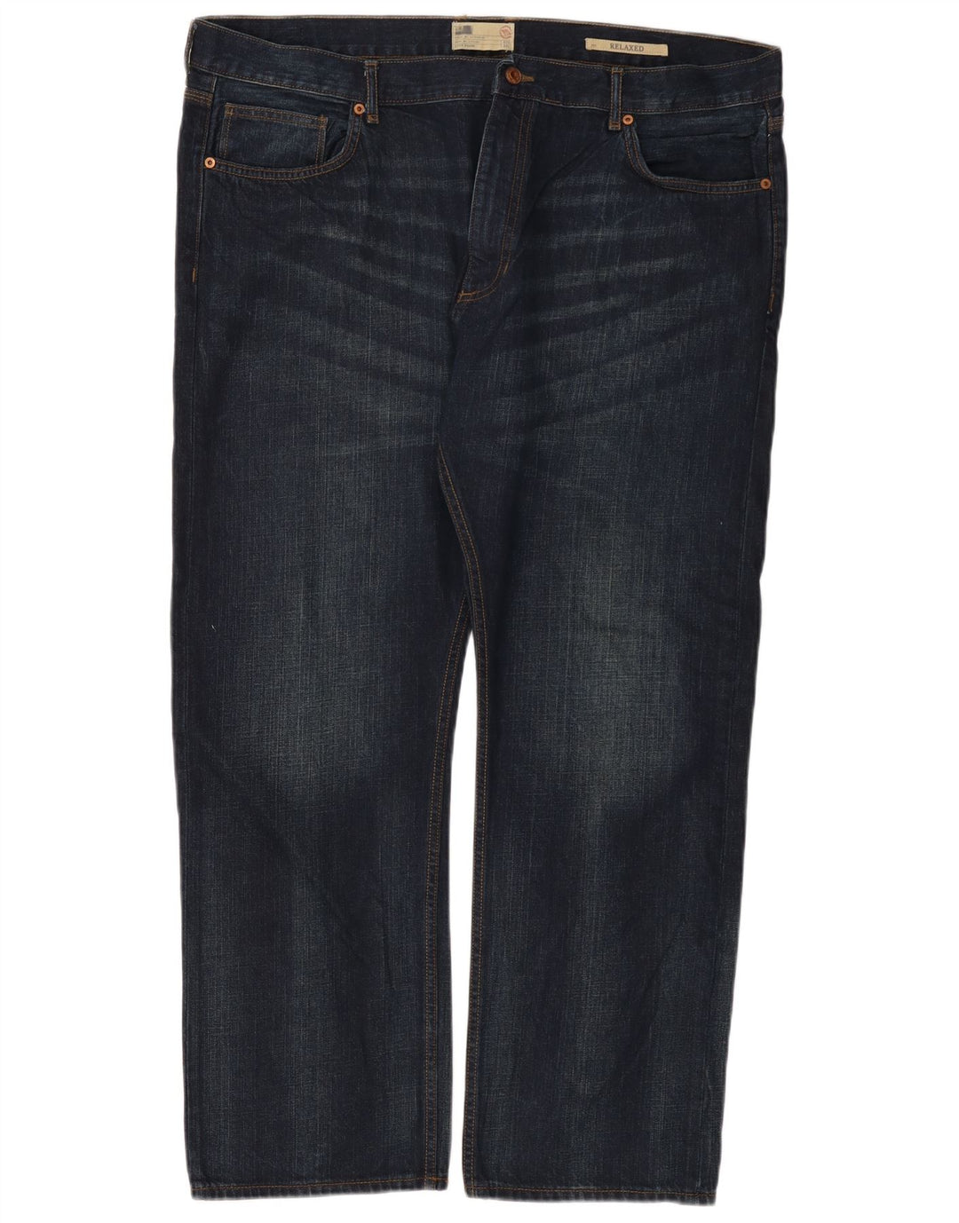 Marks & Spencer Herre Relaxed Straight Jeans W42 L29 Marineblå Bomuld